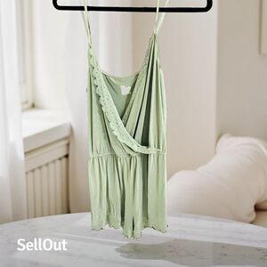 Gilligan & O'Malley Women's Sage Green Lace Pajama Romper Size S